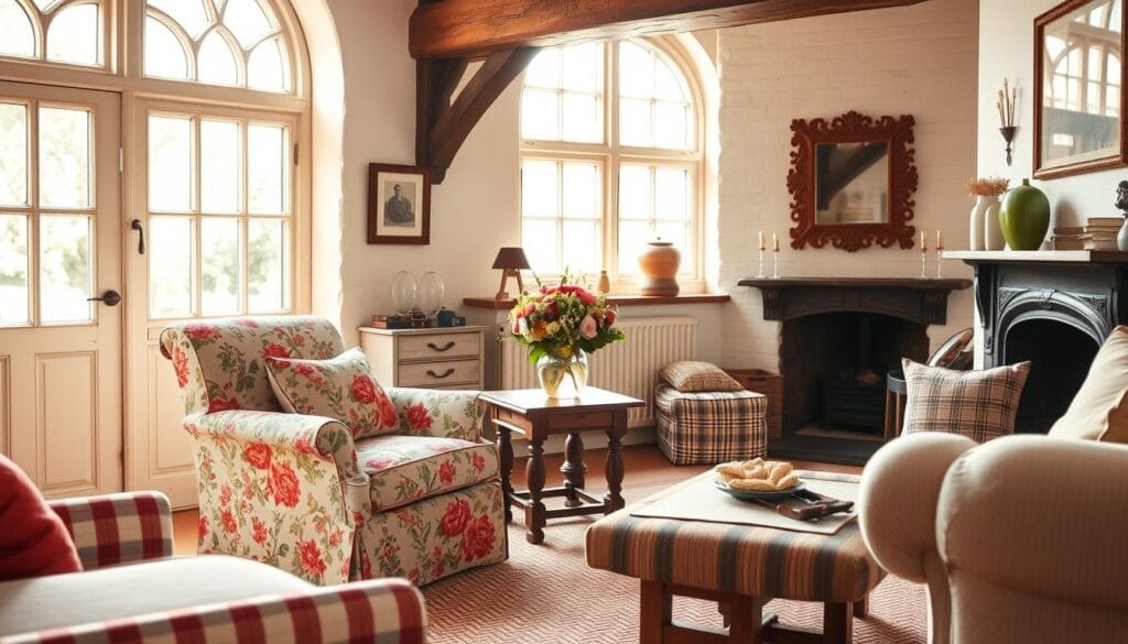 pattern mixing in English Cottage interior