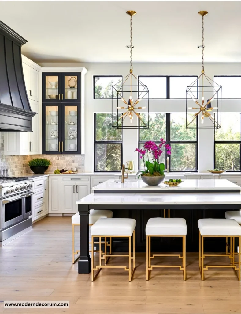 Stylish statement pendants illuminating a modern kitchen decor