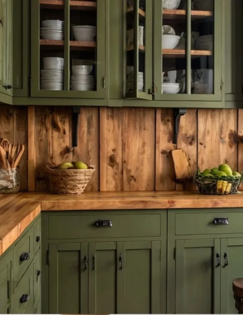 olive green kitchen cabinet