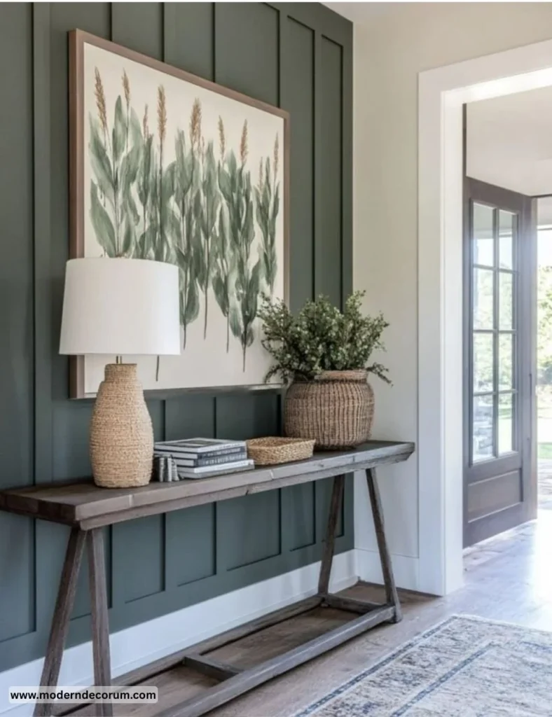 dark green board and batten