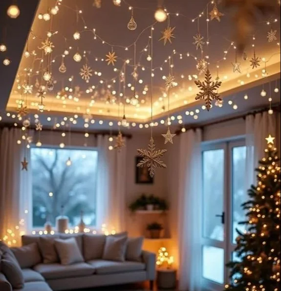 Ceiling Christmas decor ideas for a festive holiday atmosphere