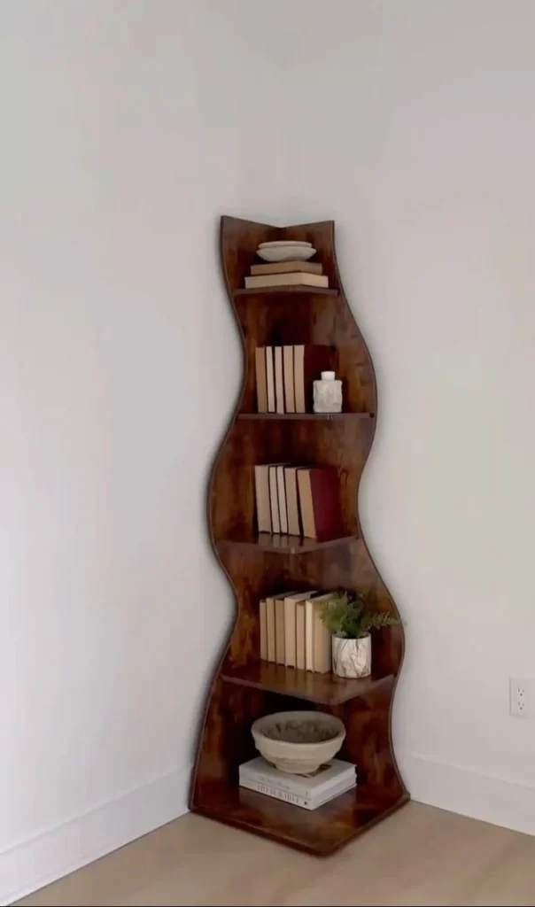 A beautifully crafted rustic shelf showcasing decor items