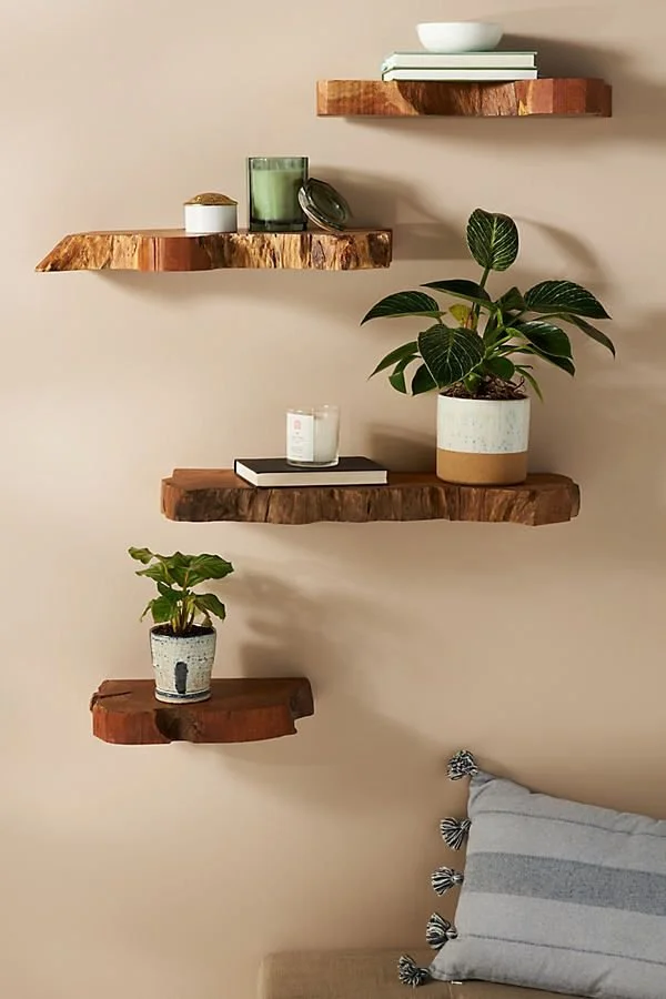 Takara Live-Edge Shelf showcasing natural wood grain and unique design