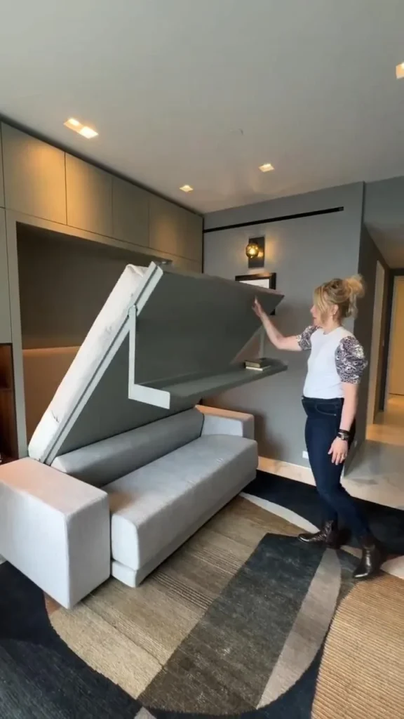 Oslo Sofa Wall Bed transforming a compact living space with style and functionality.
