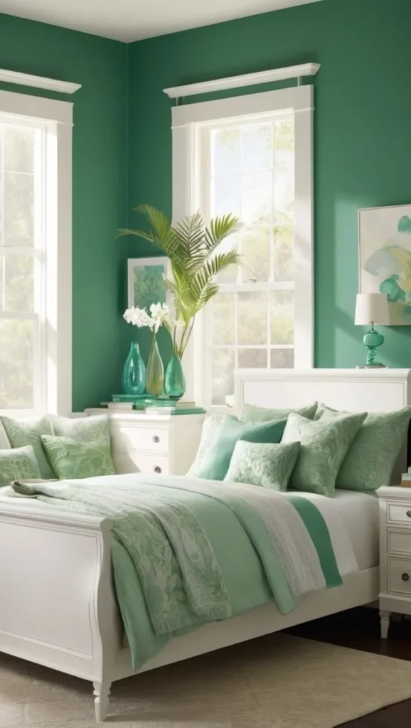 +10 Ideas For emerald green bedroom inspo 2025 Elegant emerald green bedroom with stylish decor and cozy ambiance