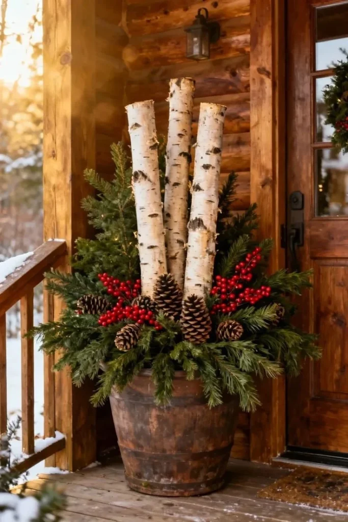 Beautiful Christmas planters for creating festive outdoor displays on your porch.