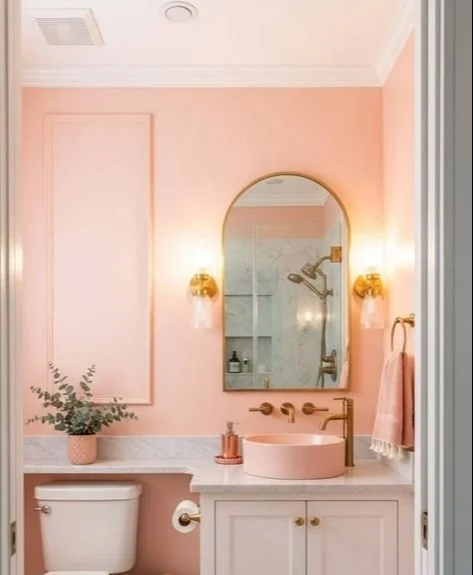 Colorful small bathroom showcasing various paint colors for compact spaces.