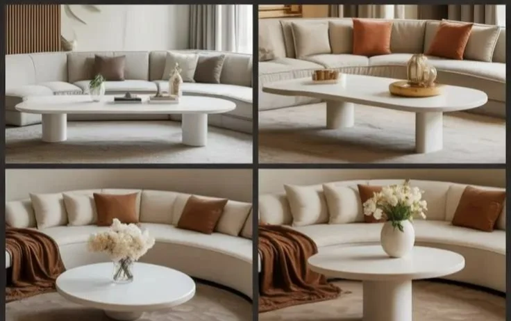 Modern sofa table design with round and oval coffee tables for 2026