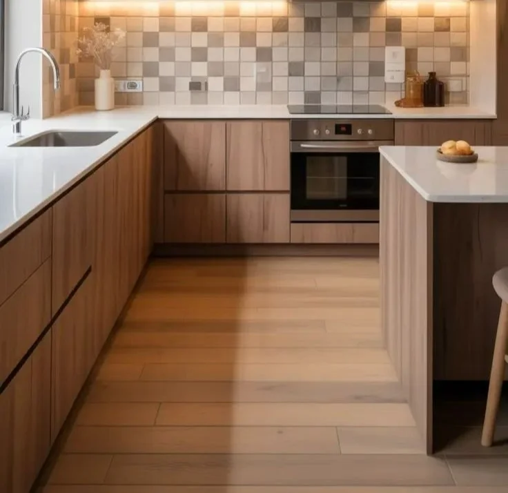 Modern kitchen backsplash ideas featuring neutral tile designs for 2026