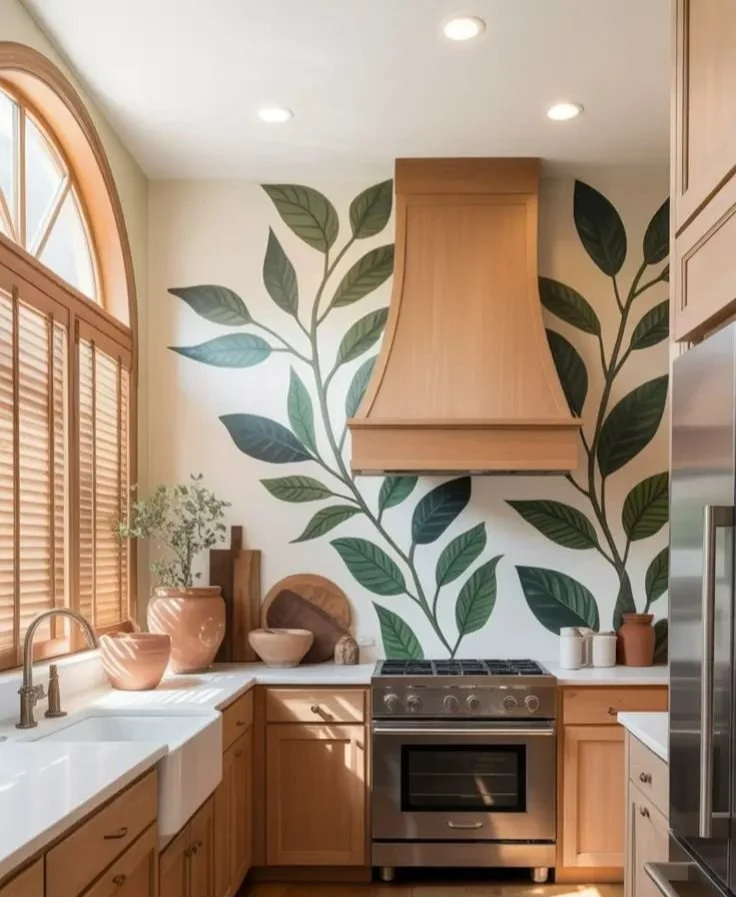 2026 kitchen backsplash ideas showcasing modern trends and botanical murals