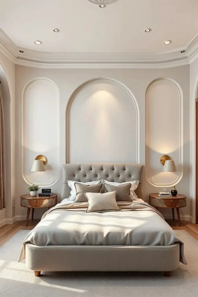 Apartment Renovation Ideas 2026: Soft Geometry In Modern Apartment Bedrooms Modern apartment bedroom with soft geometry design for renovation ideas 2026