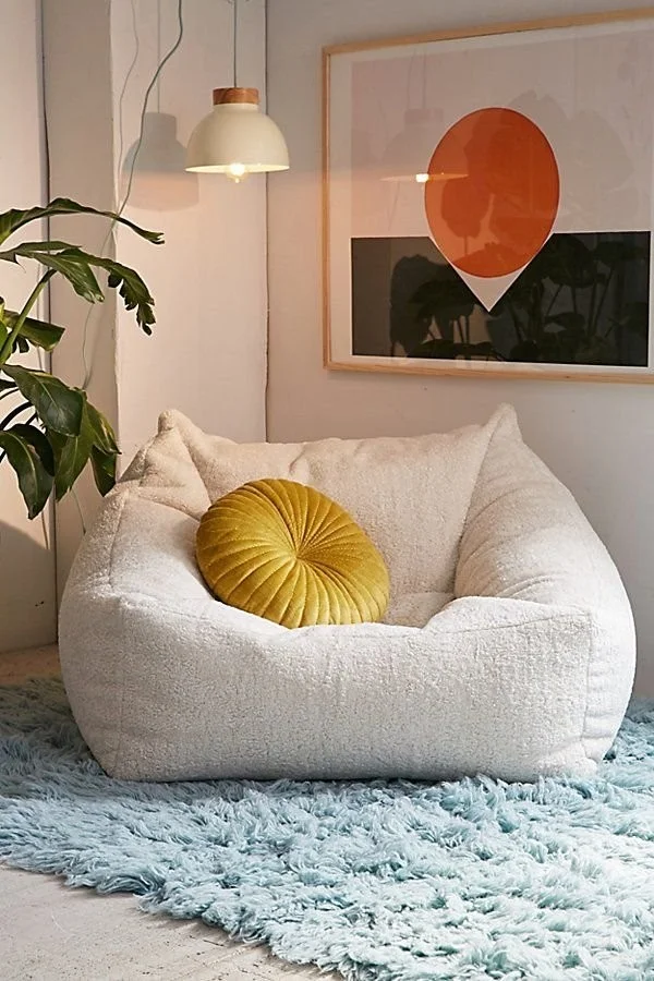 Cooper Faux Sheepskin Bean Bag Chair in Neutral at Urban Outfitters