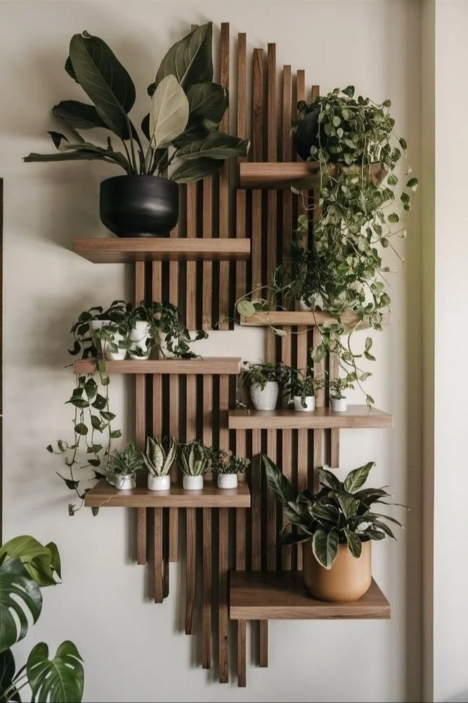 How to create a wooden panel wall with shelves? DIY wooden panel wall with shelves for home decor