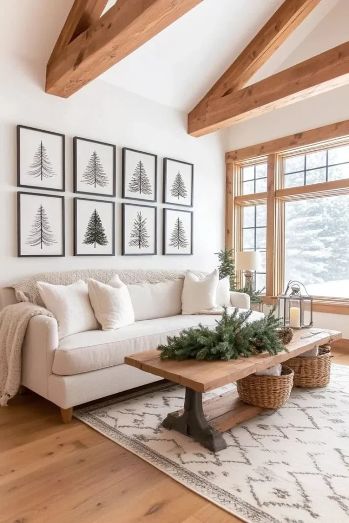 Minimalist line art Christmas tree wall decor for stylish holiday decor