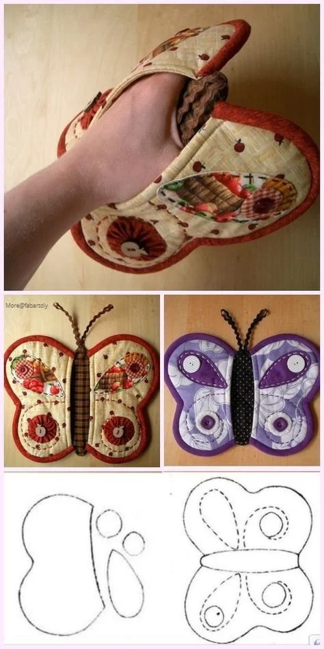Quilted Butterfly Potholder Sew Free Pattern&Paid Quilted butterfly potholder crafted from a free sewing pattern.