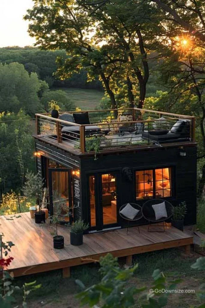 Roof Deck With A Daybed Stylish roof deck featuring a comfortable daybed for relaxation