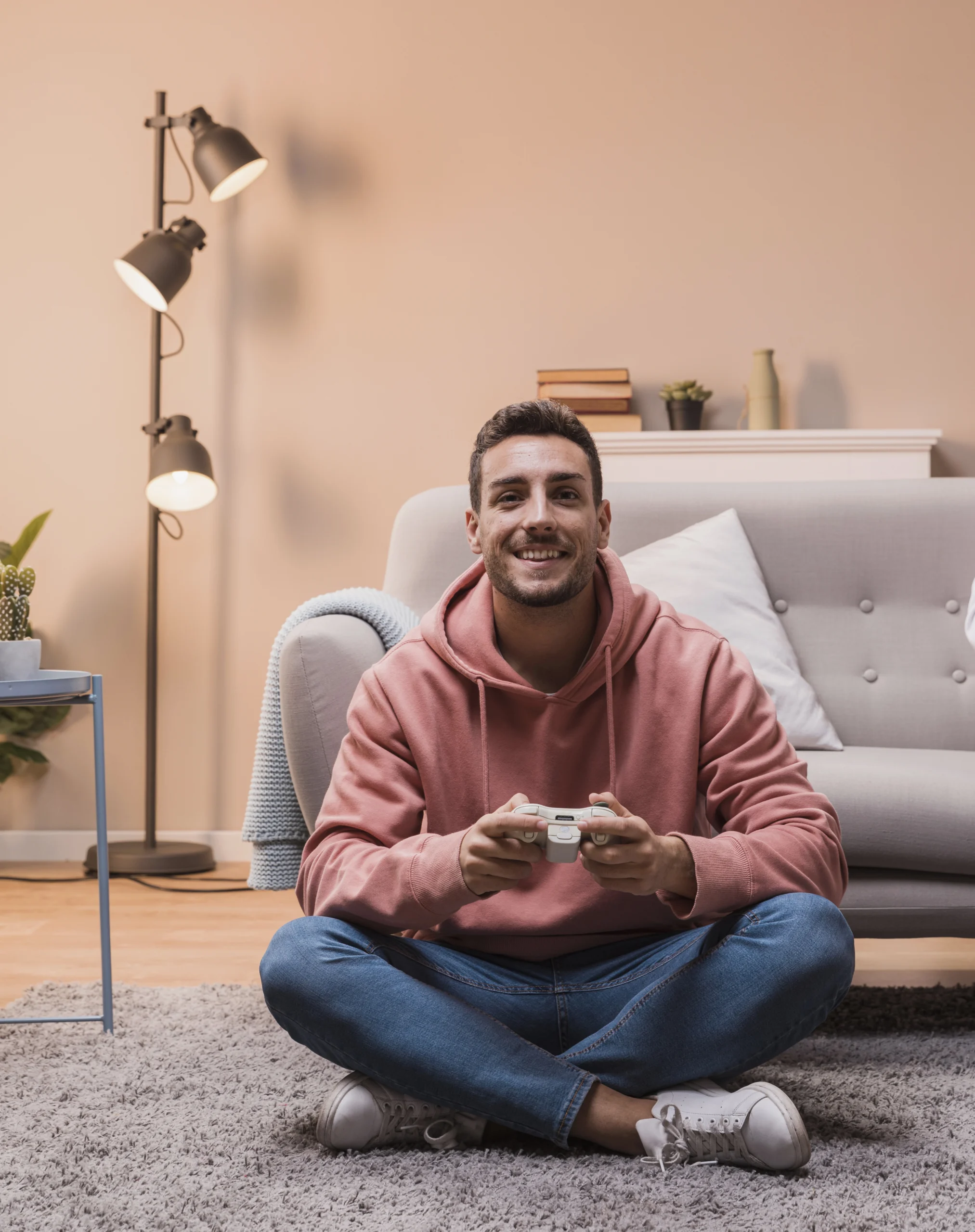 smiley man floor playing games