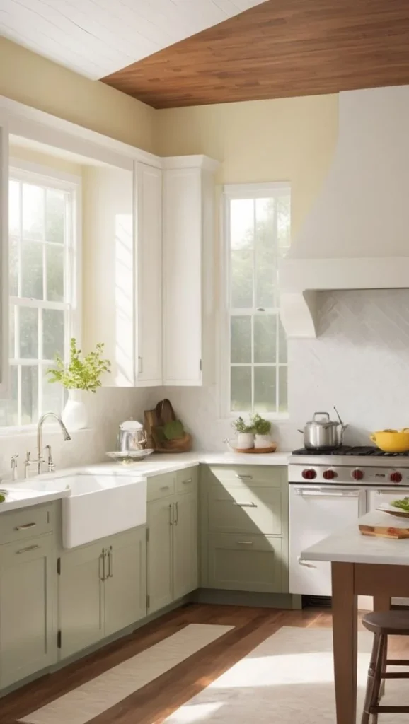 Stylish wood and white kitchen design showcasing modern decor elements.