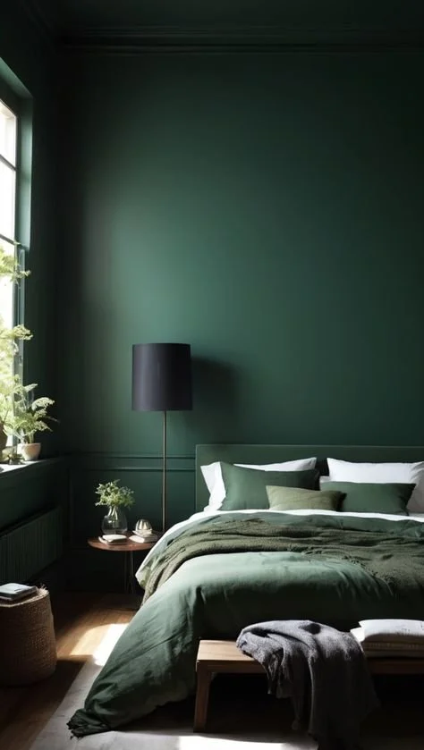 Dark green moody bedroom design ideas for a stylish and cozy space in 2025.