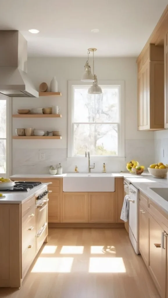 +12 Lovely white oak and white kitchen Ideas Beautiful white oak kitchen design with modern white elements.