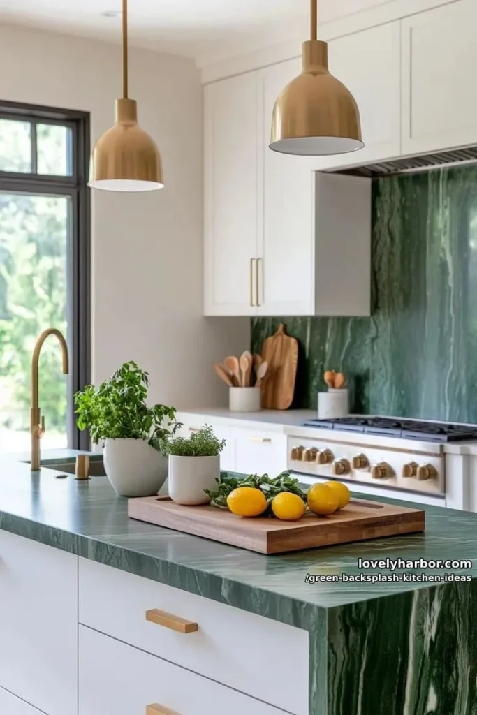 15 Green Backsplash Ideas for Modern Kitchens Stylish green backsplash in a modern kitchen design showcasing unique ideas.