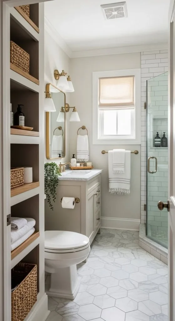 Creative bathroom storage ideas for small spaces showcasing clever designs to hide clutter.