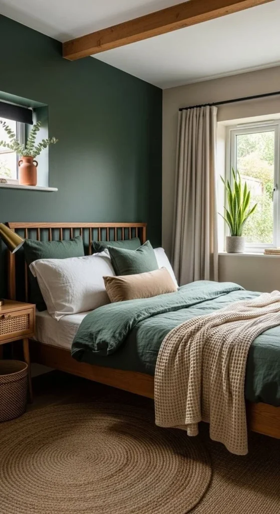 Inspiring dark green and beige bedroom design ideas for a stylish space.