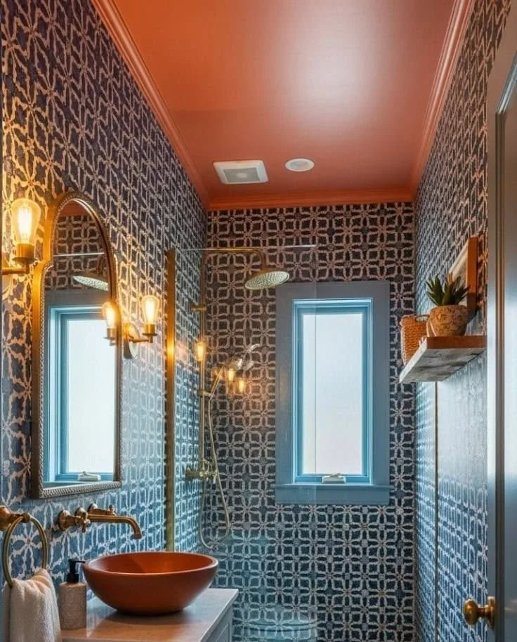 23 Small Bathroom Wallpaper Ideas That Add Personality and Pattern Creative small bathroom wallpaper ideas showcasing unique patterns and styles
