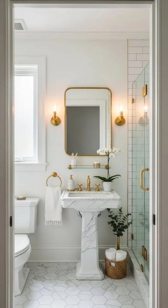 Stylish half bathroom design showcasing space-saving ideas and modern fixtures