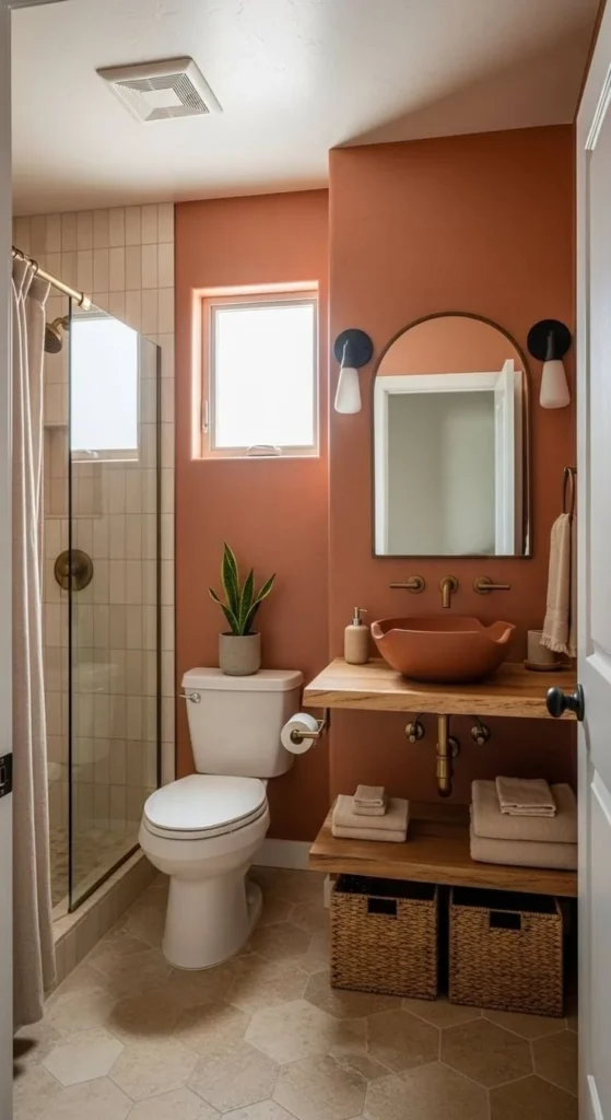 Small modern bathroom design featuring fresh and clean elements.