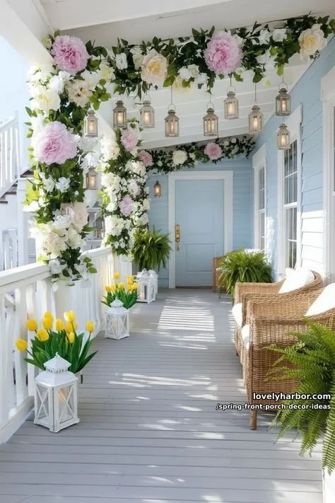 Beautiful spring front porch decor ideas with flowers and welcoming designs.