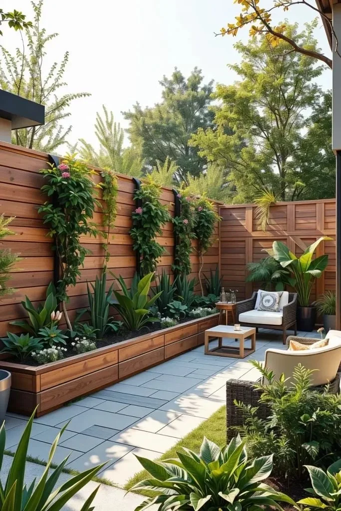 Creative backyard fence landscaping ideas with built-in planters for 2026.