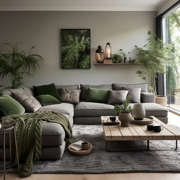 Chic Greenery: Modern Living Room Inspo Chic greenery in a modern living room design inspiration