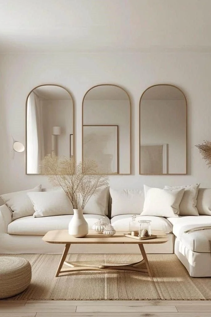 Elegant Neutral Living Room with White Walls Elegant neutral living room featuring white walls and stylish decor.