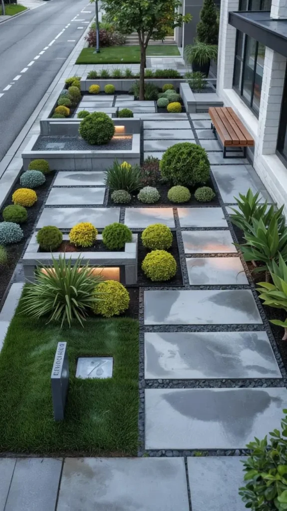 Front Yard Landscaping Ideas 2026: Front Yard Landscaping Ideas For A Polished Modern Look Modern front yard landscaping ideas featuring polished designs and lush greenery.