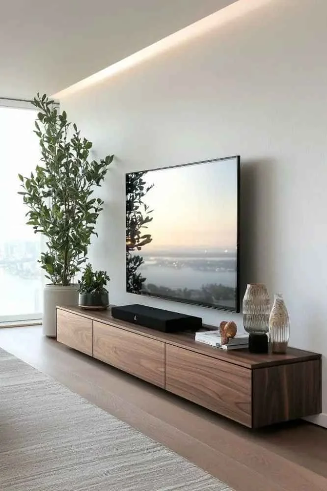 Minimalist TV Wall Centerpiece for Living Rooms Minimalist TV wall centerpiece design in a modern living room