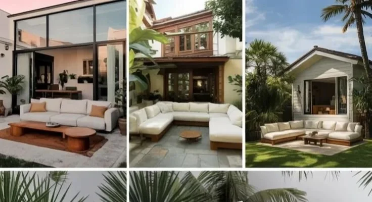 Chic modern outdoor sectional sofa in a stylish patio setting