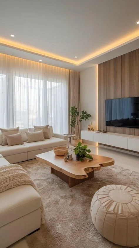 Scandinavian living room design featuring clean lines and cozy decor