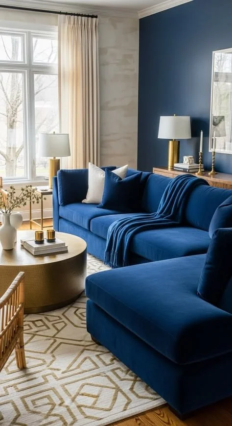 23 Blue Sectional Living Rooms to Anchor Your Space in Color Elegant blue sectional sofas in beautifully designed living rooms