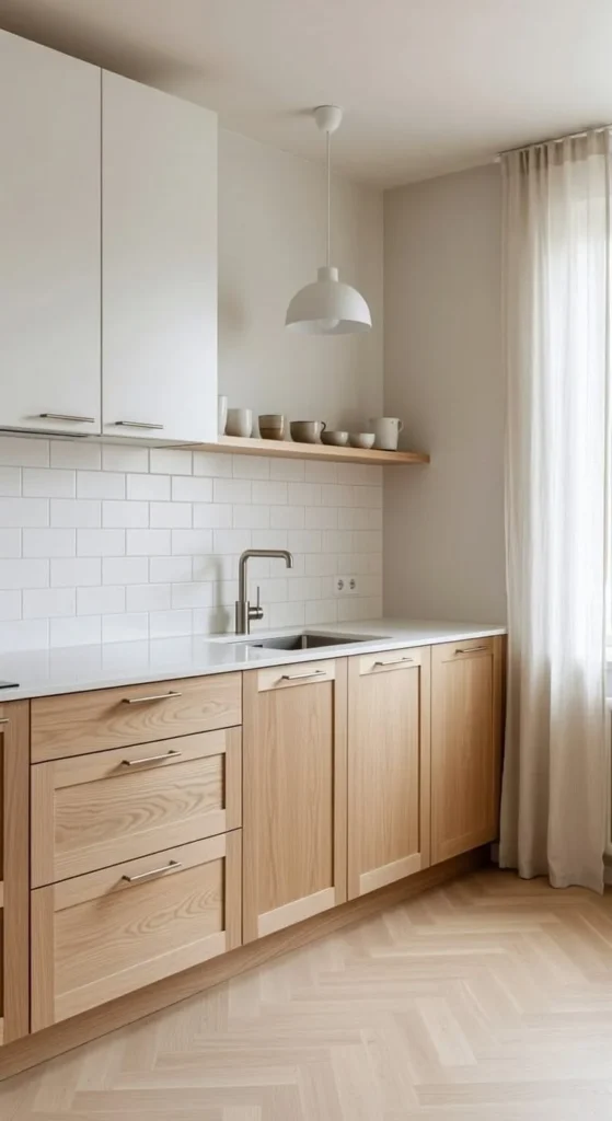 23 Beautiful Two Tone Kitchen Cabinets Wood and White Ideas to Create Contrast Beautiful two tone kitchen cabinets in wood and white for modern interiors.