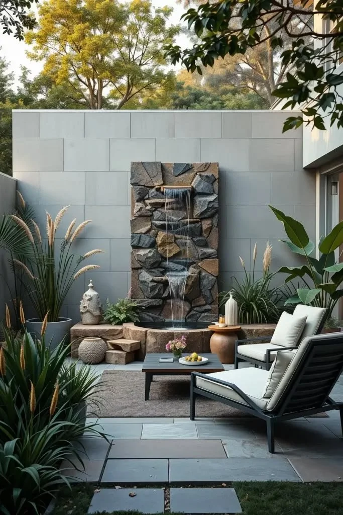 Backyard Privacy Ideas 2026: Backyard Water Features That Mask Noise And Increase Privacy Backyard water feature enhancing privacy and reducing noise in outdoor setting.