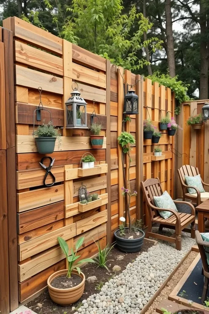 Backyard Privacy Ideas 2026: Rustic Wooden Pallet Walls For Budget Friendly Privacy Rustic wooden pallet walls for enhancing backyard privacy