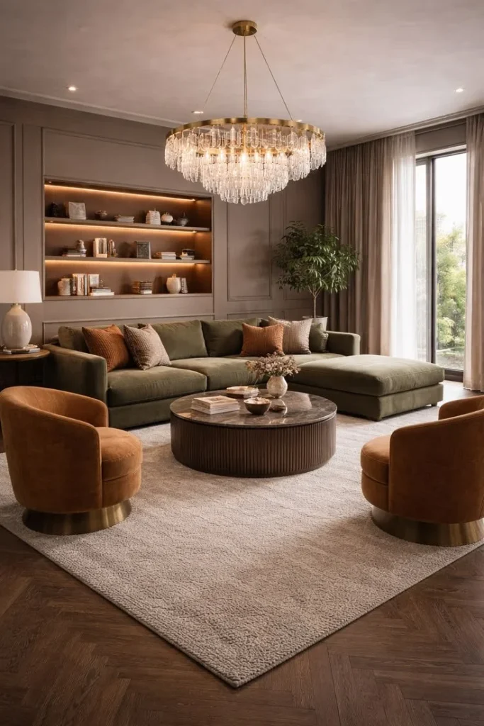 Chic living room design showcasing modern and classic elegance