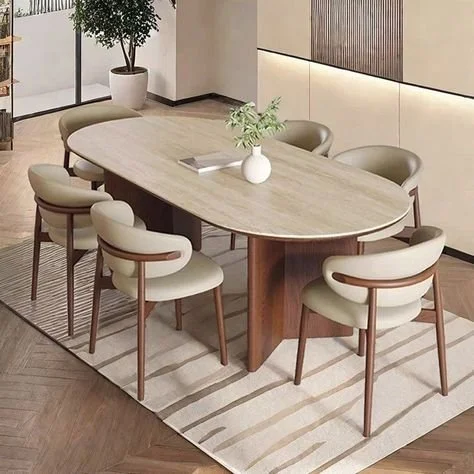 Chic Oval Dining Table for 6 Chic oval dining table designed for six people, ideal for modern dining rooms.