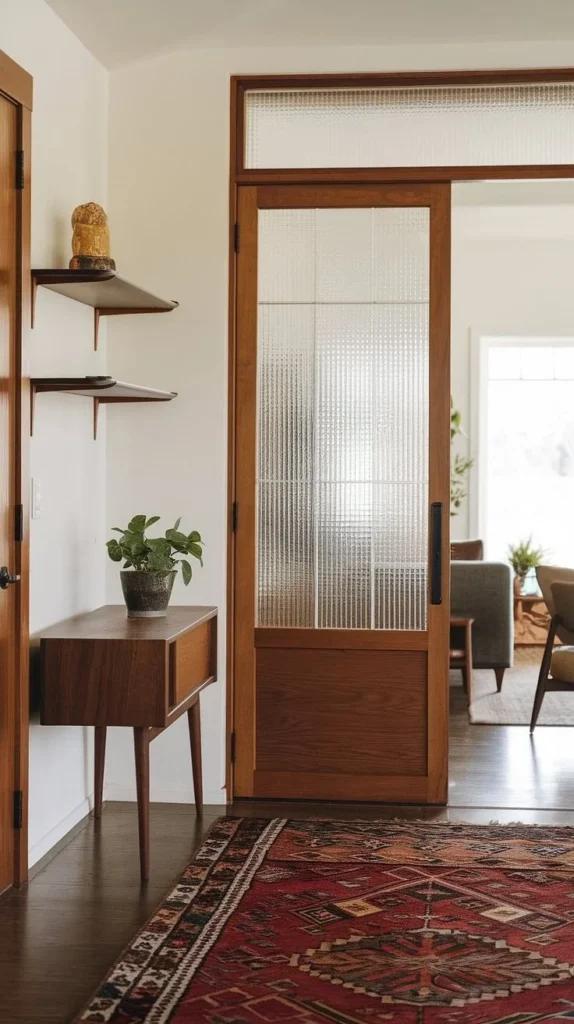 Mid Century Doors: Chic Living Room Entryway Stylish Mid Century Doors enhancing a chic living room entryway