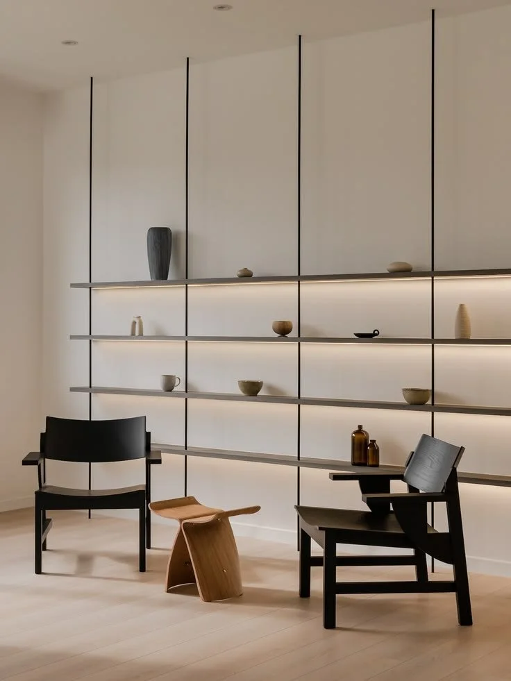 Sleek minimalist shelving units for modern home display and organization